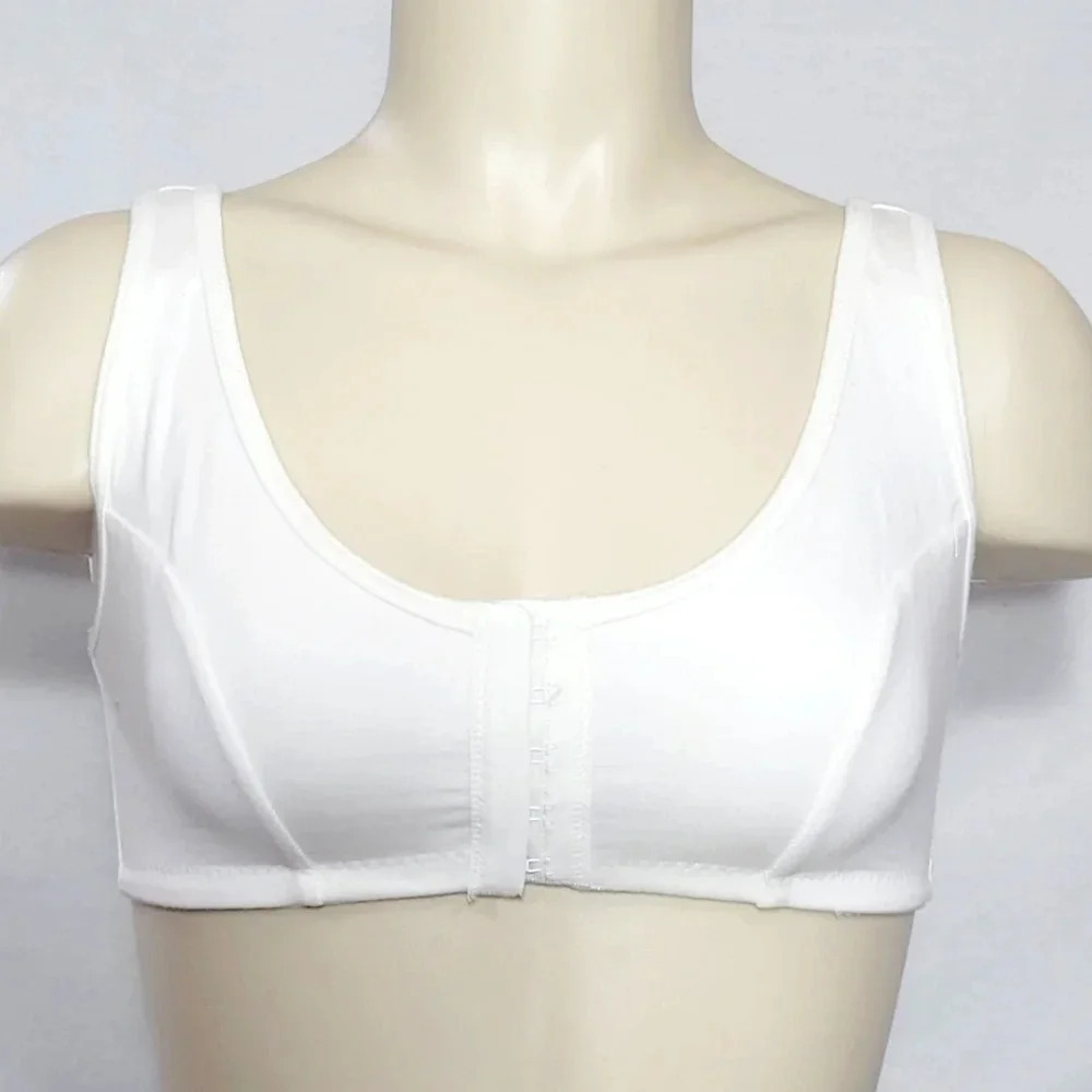 MEDIUM Dr. Rey's‎ Shapewear 90% Cotton Front Close Wire Free Bra White NWOT
